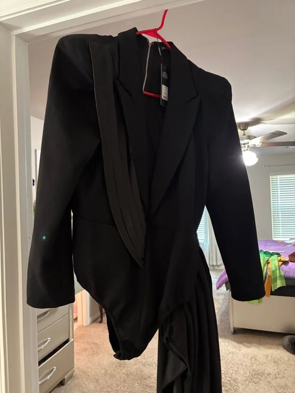 Akaria Black Satin Wrap Blazer Dress - Picture 4 of 5
